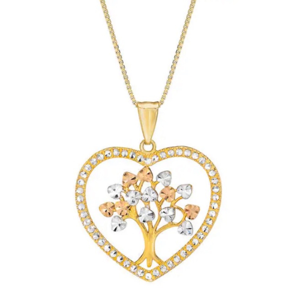 14Kt Tree of Life Heart Necklace